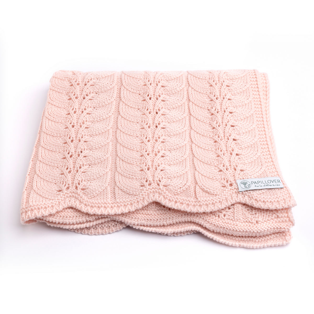 Copertina per neonato in lana merinos rosa